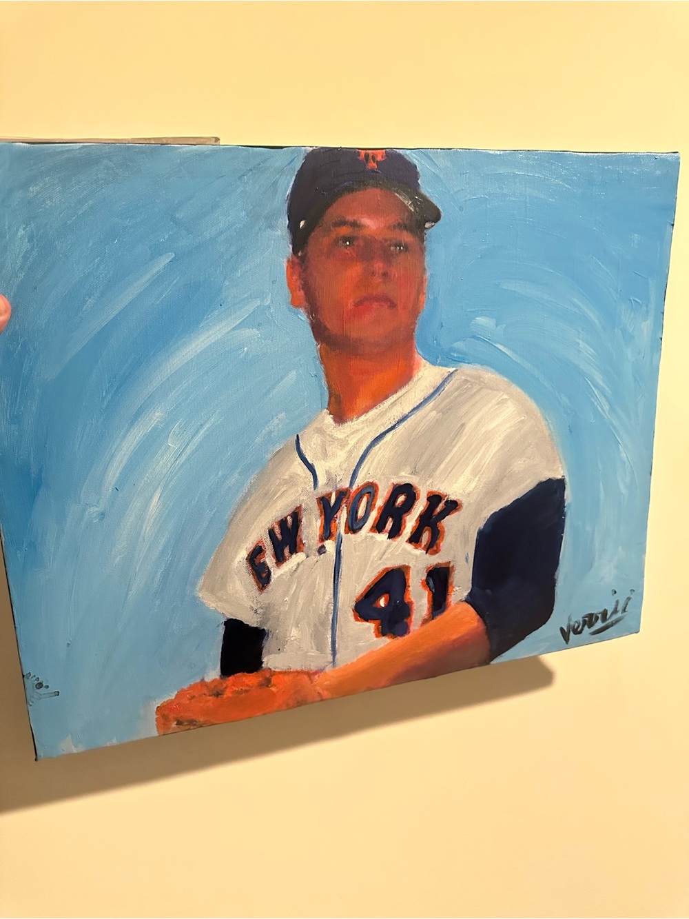 Tom Seaver painting Hand-Painted New York Baseball Portrait - 16x20 1/1